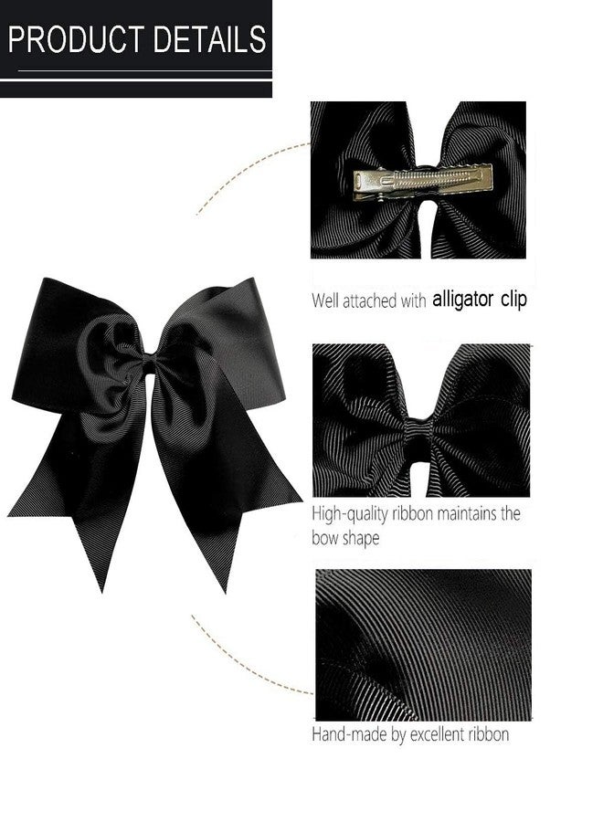 Hipcheer 2 Packs Jumbo Cheerleading Bow 8 Inch Large Cheer Hair Bows with Alligator Clips for Teen Girls Softball Outfit Uniform (Black) - Image 4